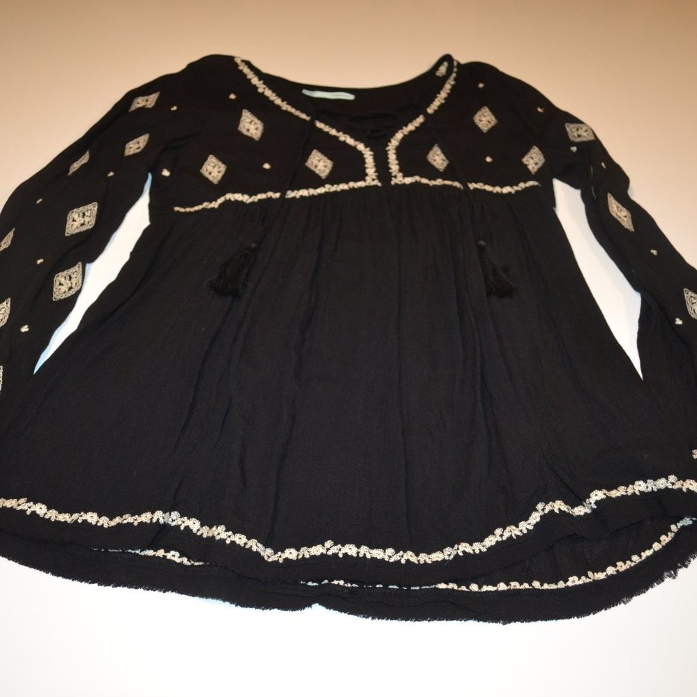 Maurices Peasant Embroidered Long Sleeve Shirt
